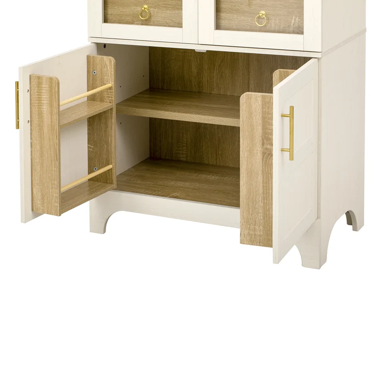 Armoire haut blanc forme arche avec verre cannelé 76x40x180cm RUSTICPILLOWSET