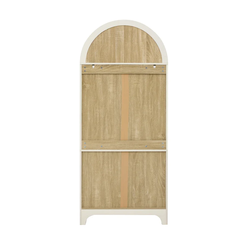 Armoire haut blanc forme arche avec verre cannelé 76x40x180cm RUSTICPILLOWSET