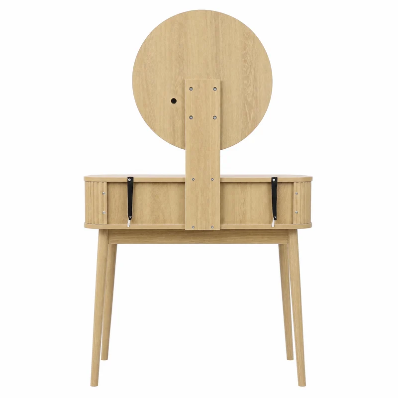 Coiffeuse effet chêne avec miroir LED sans tabouret 80x40x133cm RUSTICSTOOLART