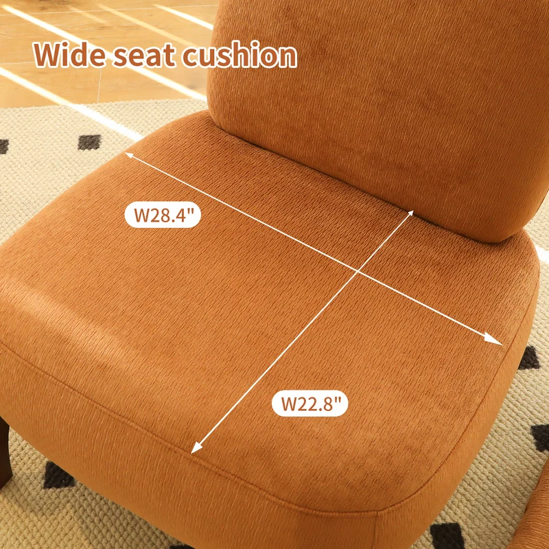 Fauteuil en velours caramel 86,9 cm, moderne, pieds en bois massif RUSTICMAX