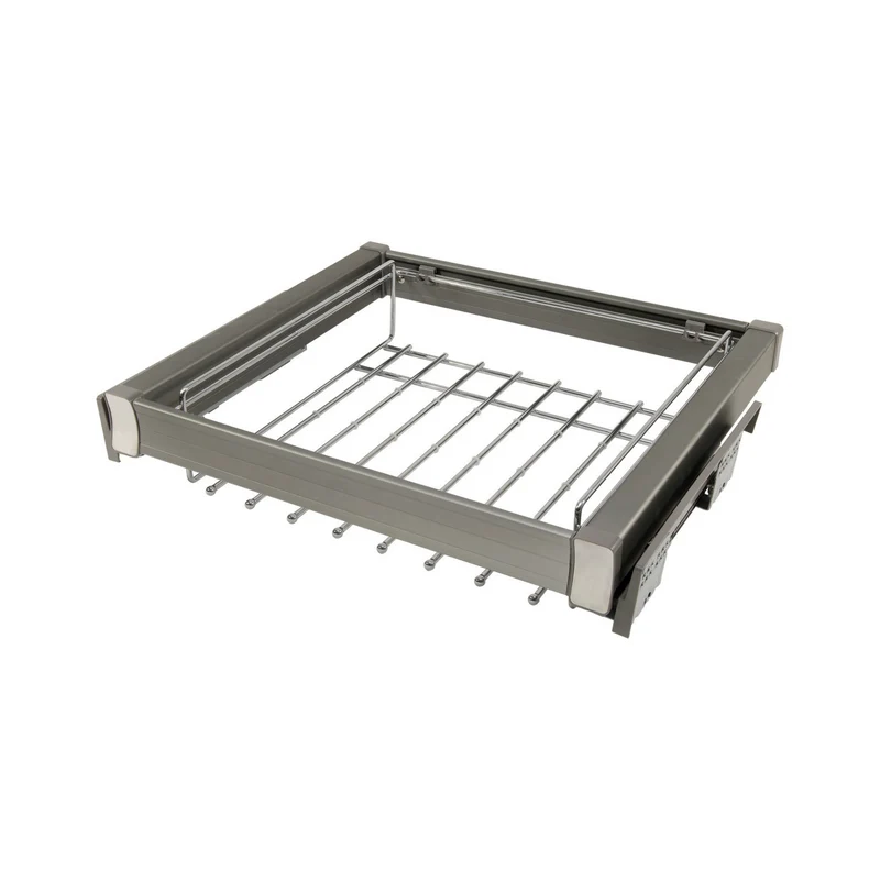 Porte-pantalons coulissant 2 pour caisson de 60 cm Soft-Close - Gris