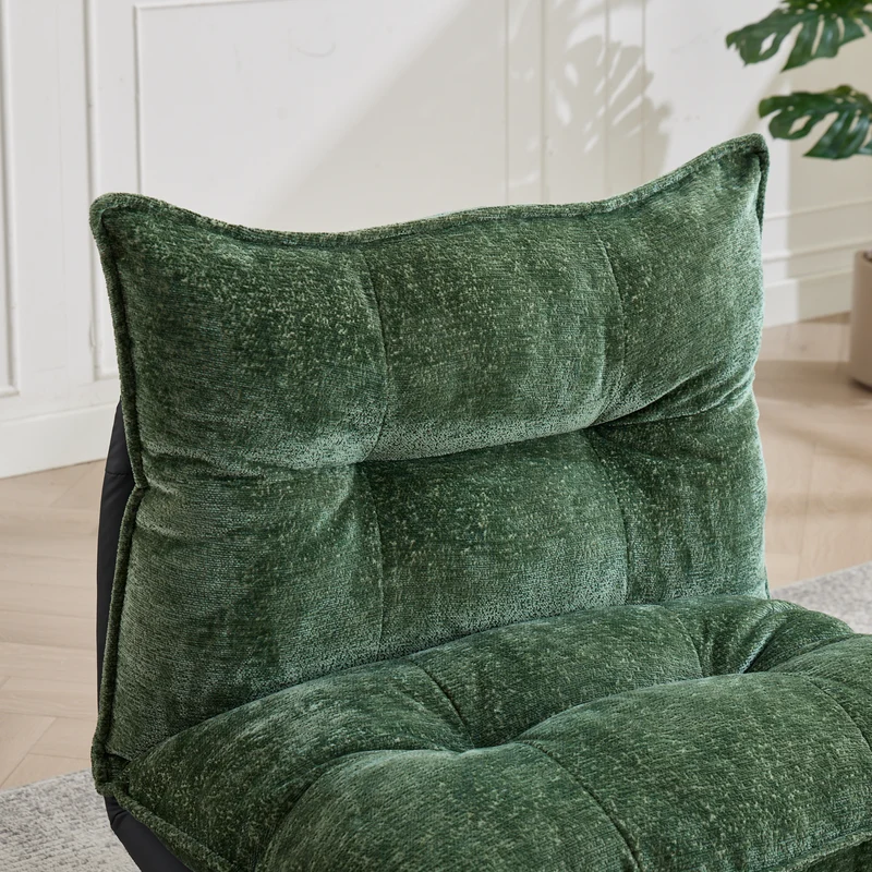 Fauteuil relax vert foncé pivotant 360° avec dossier réglable RUSTICVANITY