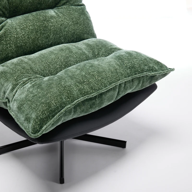 Fauteuil relax vert foncé pivotant 360° avec dossier réglable RUSTICVANITY