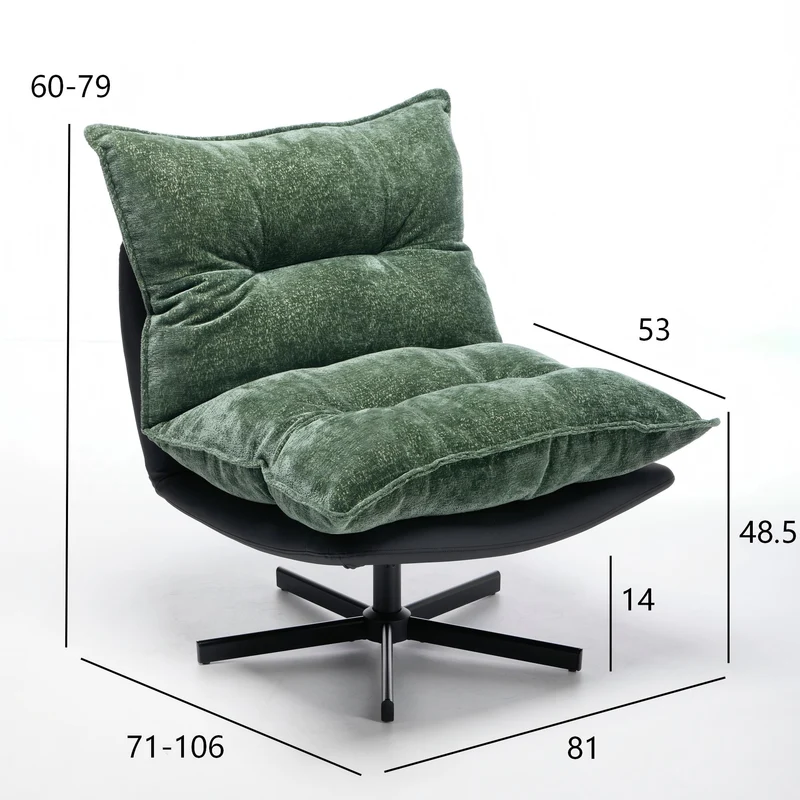 Fauteuil relax vert foncé pivotant 360° avec dossier réglable RUSTICVANITY