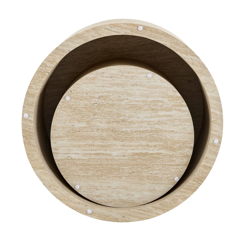 Lot de 2 tables basses gigognes rondes effet bois avec rangement, empilable RUSTICVANITYHOME