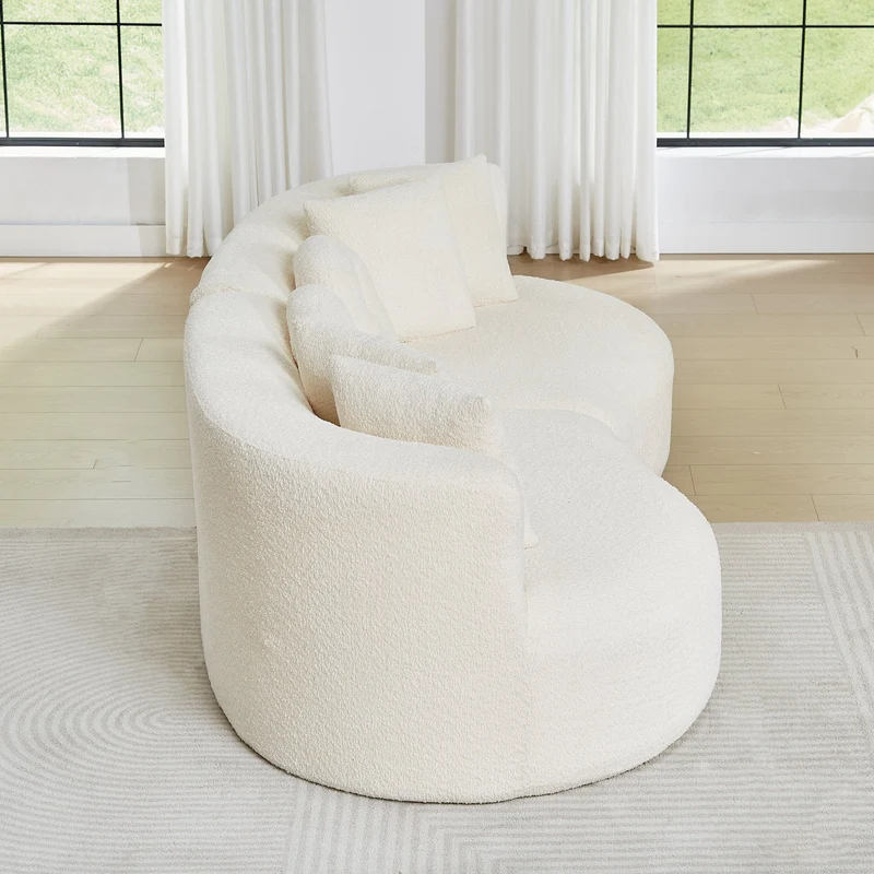Canapé modulable 2 places en chenille beige, design cashew RUSTICWALNUTMAX
