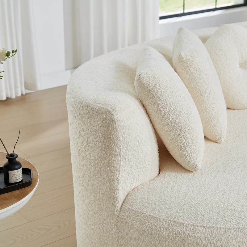 Canapé modulable 2 places en chenille beige, design cashew RUSTICWALNUTMAX