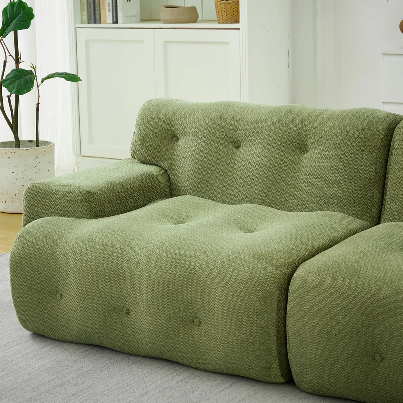 Canapé 3 places en chenille vert, design nuage moderne 224 cm SCANDINAVIANMARBLEMA