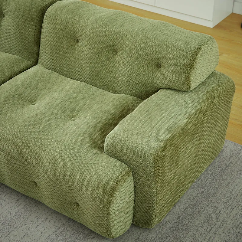 Canapé 3 places en chenille vert, design nuage moderne 224 cm SCANDINAVIANMARBLEMA
