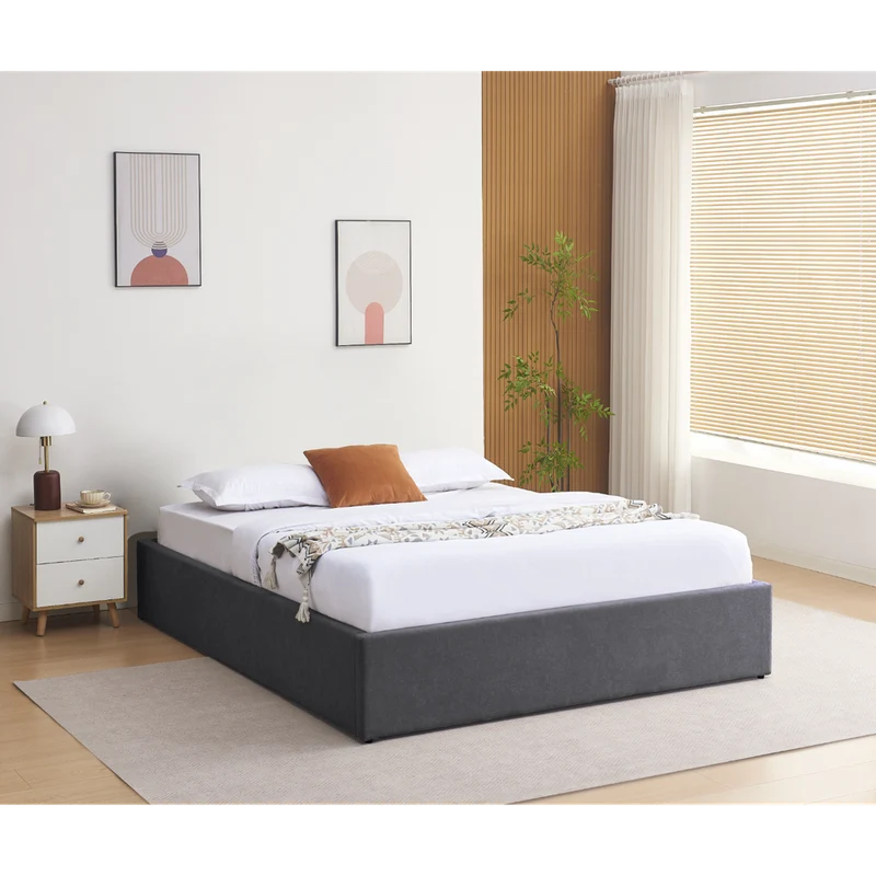 Lit coffre 140 x 190 cm gris