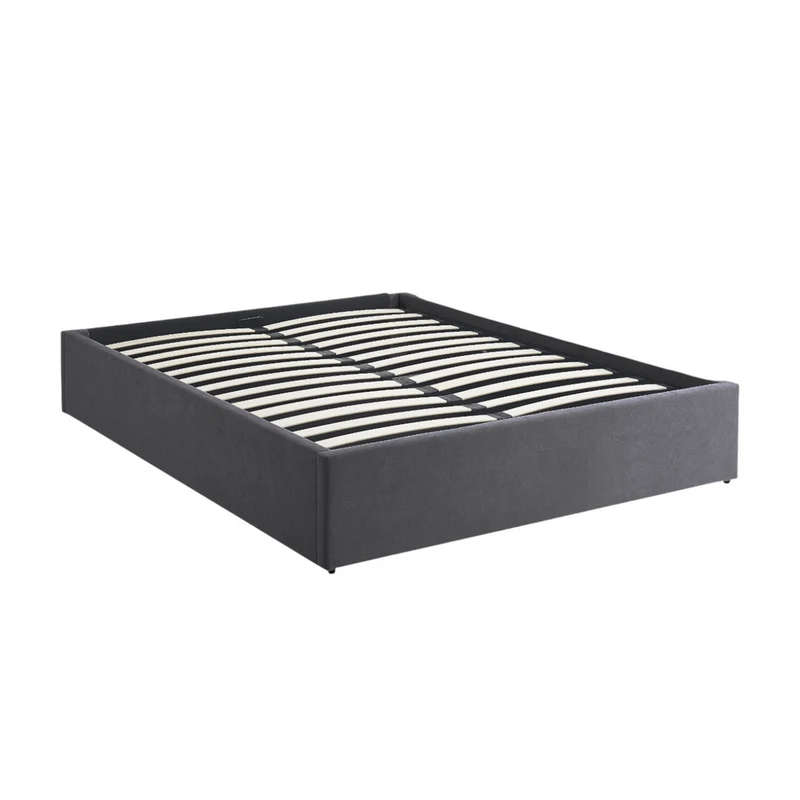 Lit coffre 160 x 200 cm gris