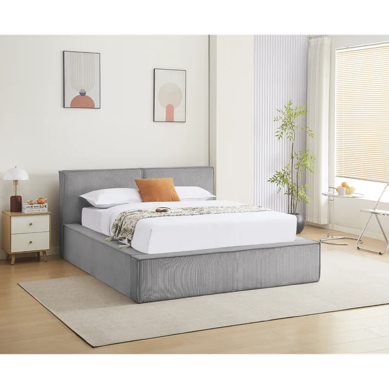 Lit coffre 160 x 200 cm gris