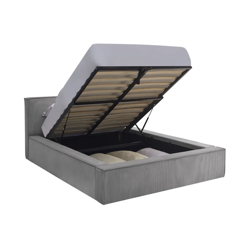 Lit coffre 140 x 190 cm gris