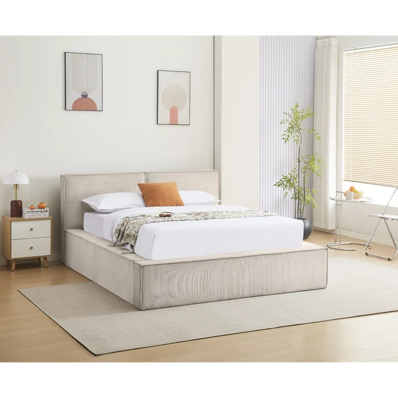 Lit coffre 140 x 190 cm beige