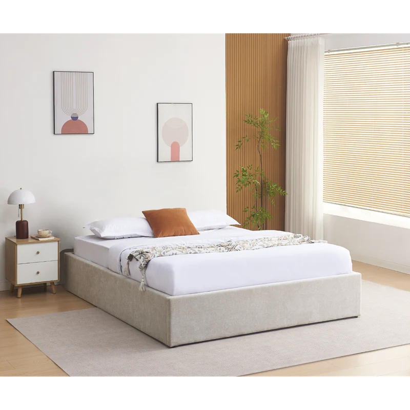 Lit coffre 140 x 190 cm beige