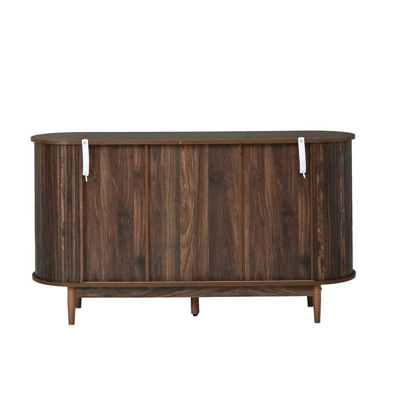 Buffet effet noyer à portes à latte et coulissantes, style vintage 140 cm RUSTICTHROW