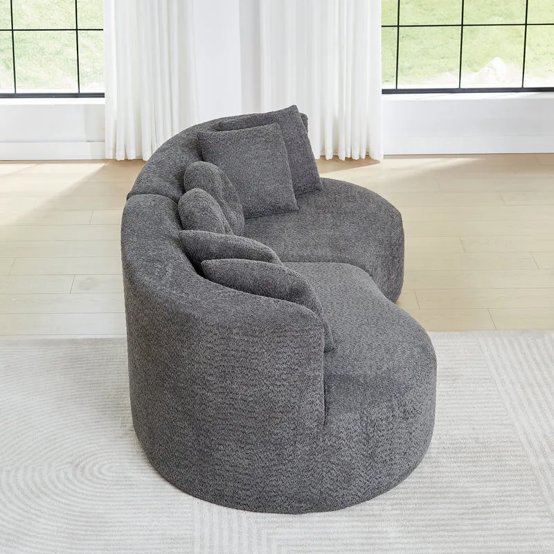 Canapé modulaire 3 places en chenille gris anthracite, design arrondi avec coussins RUSTICTABLE