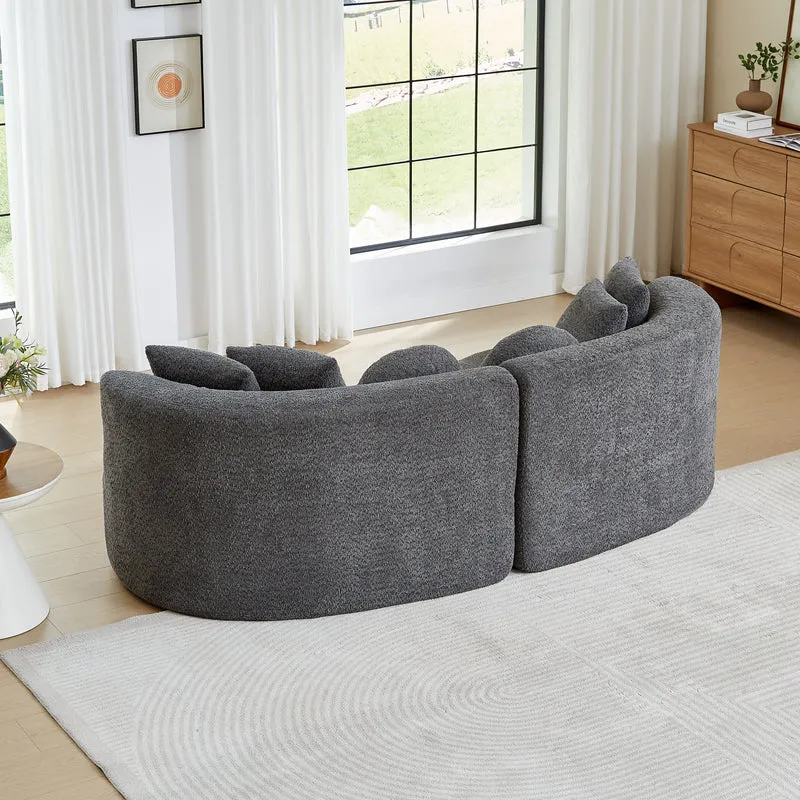 Canapé modulaire 3 places en chenille gris anthracite, design arrondi avec coussins RUSTICTABLE