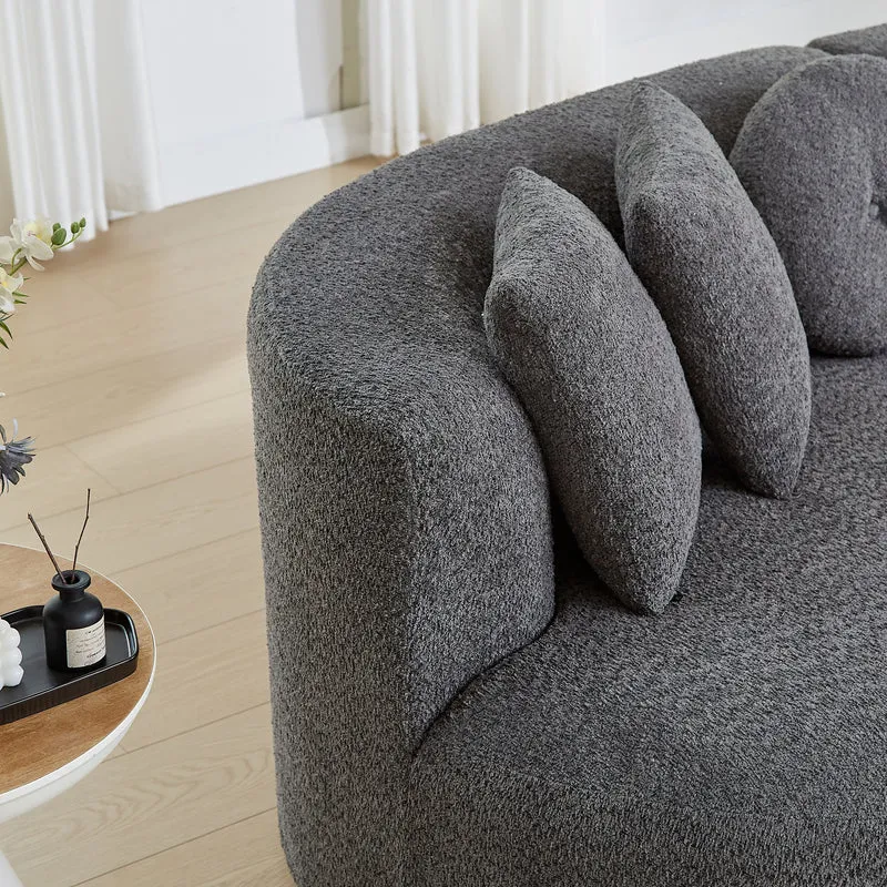 Canapé modulaire 3 places en chenille gris anthracite, design arrondi avec coussins RUSTICTABLE