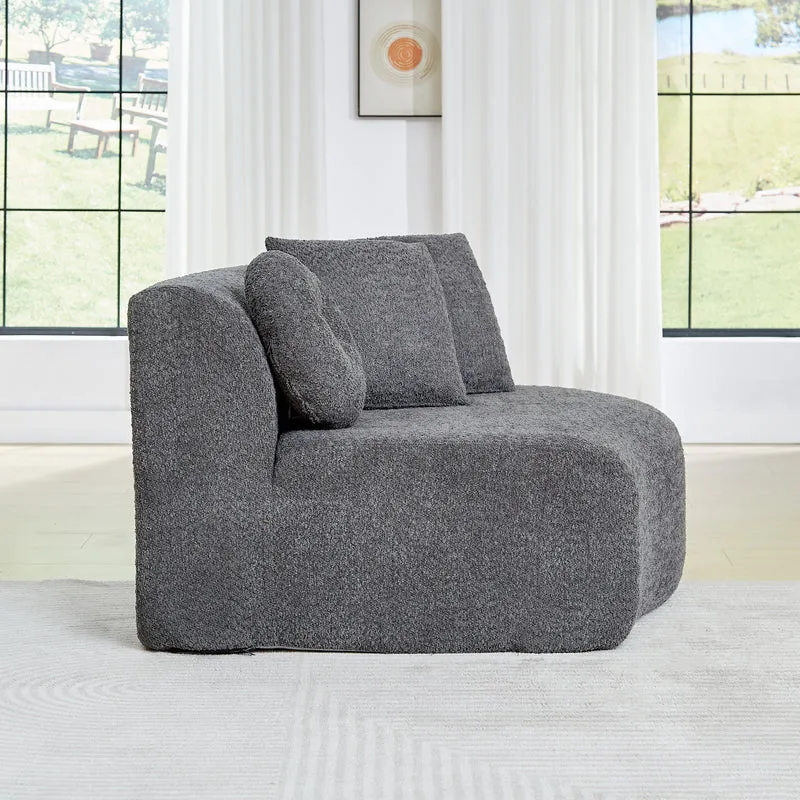 Canapé modulaire 3 places en chenille gris anthracite, design arrondi avec coussins RUSTICTABLE