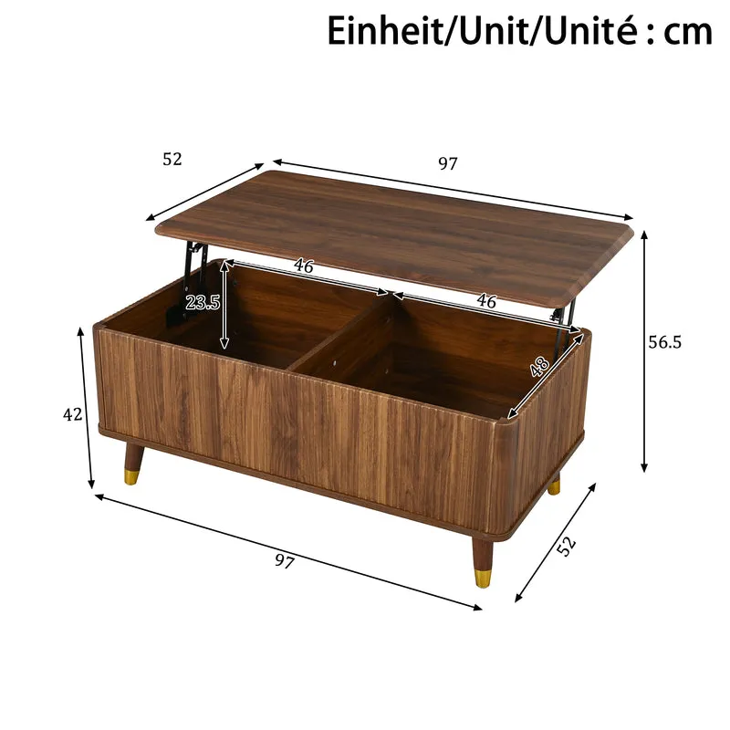Table basse relevable effet noyer 97x52cm ADJUSTBAMBOOPLUS