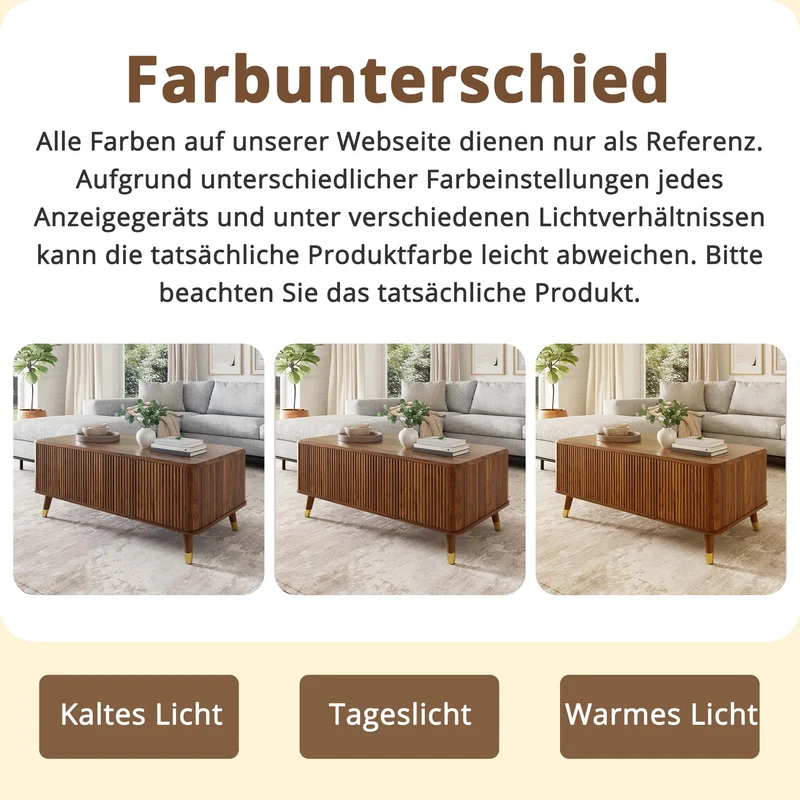 Table basse relevable effet noyer 97x52cm ADJUSTBAMBOOPLUS