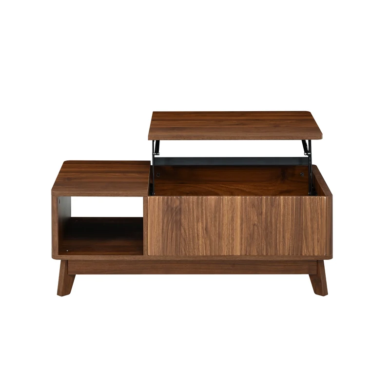 Table basse relevable effet noyer 1 niche 95x48cm ADJUSTCONCRETEELITE
