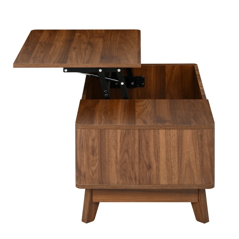 Table basse relevable effet noyer 1 niche 95x48cm ADJUSTCONCRETEELITE