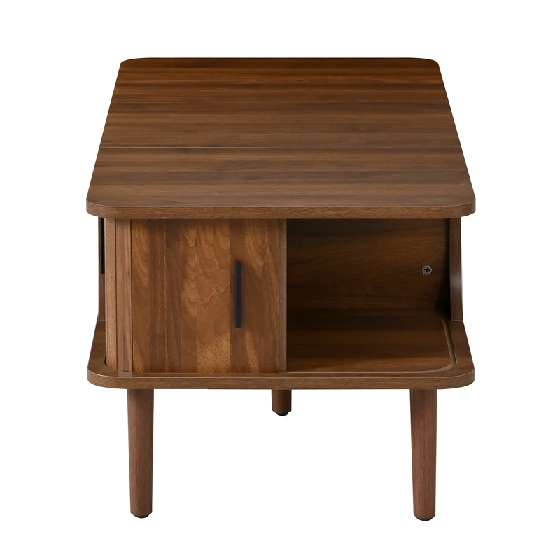 Table basse relevable effet bois noyer style rétro 100x48x55,5cm ADJUSTBOX