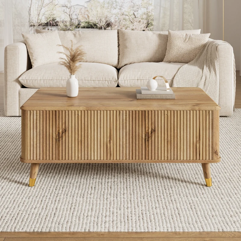 Table basse relevable effet bois à latte 97x52cm PILLOWFLOW