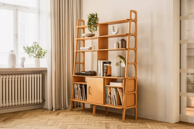 Maxi Bookcase · 143 cm · Vinyl + Cabinet + Vinyl