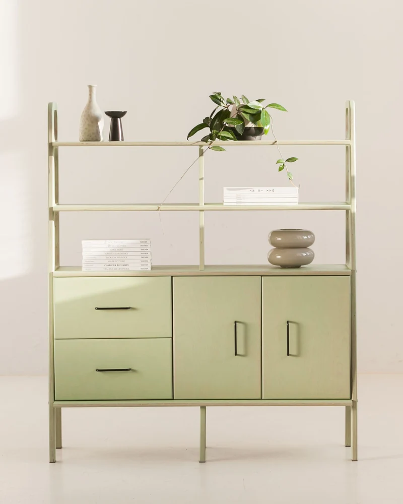 Midi Bookcase · 120 cm · Drawers + Cabinet