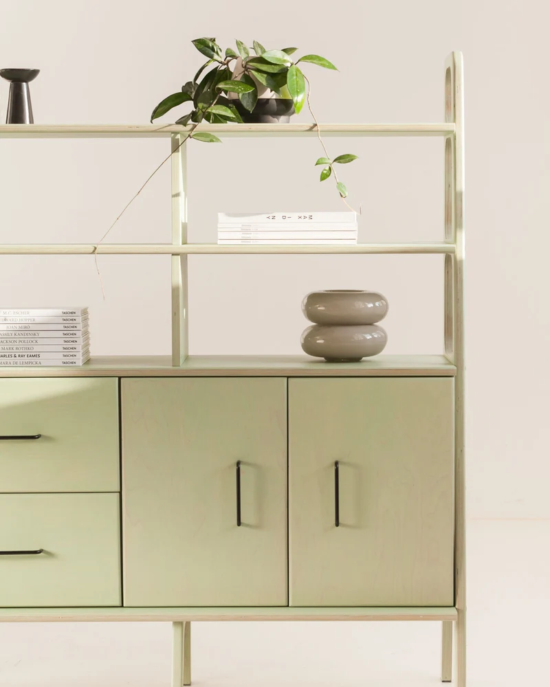 Midi Bookcase · 120 cm · Drawers + Cabinet
