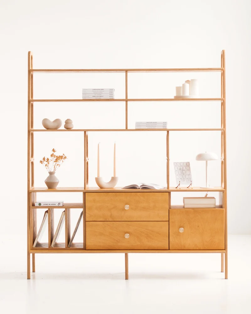 Maxi Bookcase · 166 cm · Vinyl + Drawers + Open