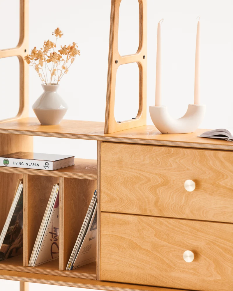 Maxi Bookcase · 166 cm · Vinyl + Drawers + Open