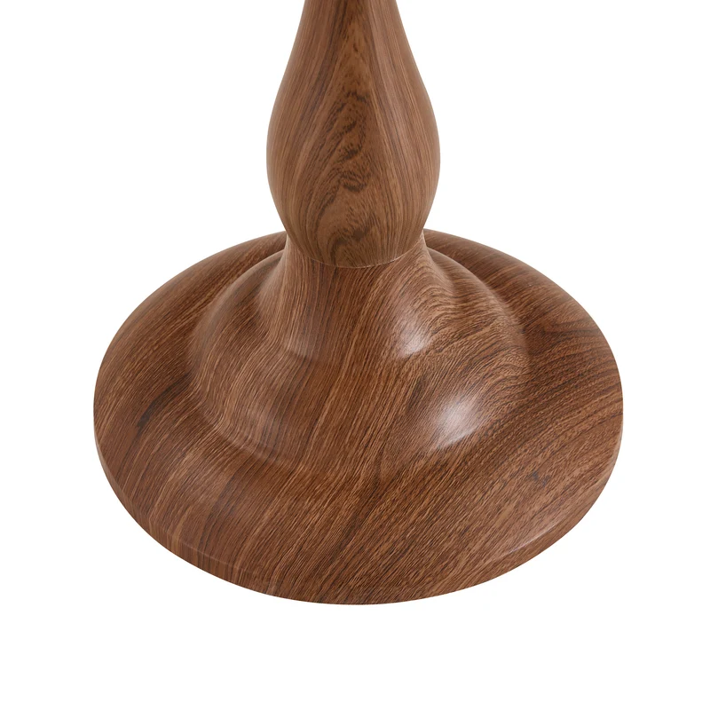 Table d’appoint ronde en verre teinté style moderne, pieds effet bois noyer PINEPLUS