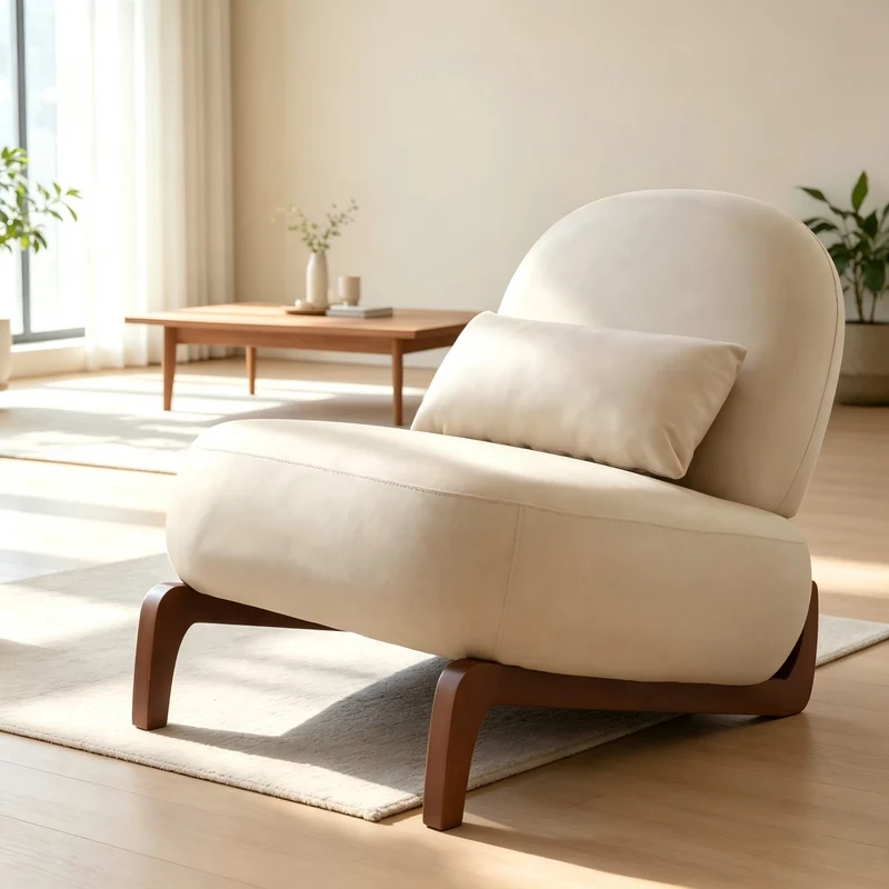 Fauteuil style rétro en velours, pieds en bois PANELRATTAN