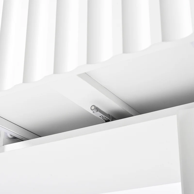 Coiffeuse blanche avec design ondulé, miroir éclairage LED STRINQRIN