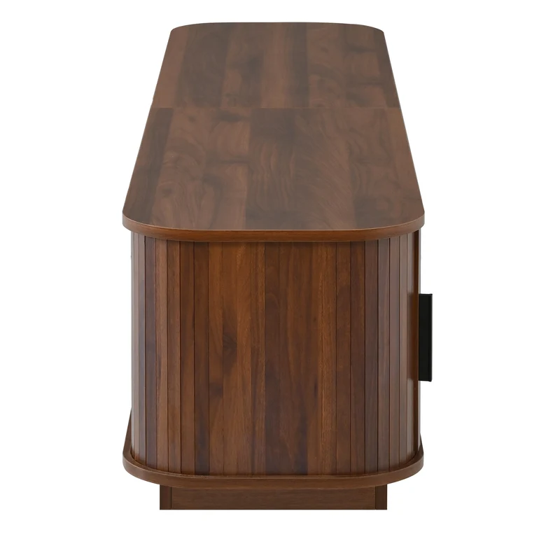 Meuble TV effet noyer avec LED 2 tiroirs 2 portes coulissantes 180×40×40cm PILLOWWICKER