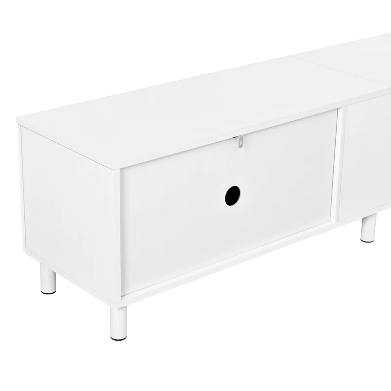 Meuble TV blanc motif arche à 5 portes avec pieds métal 180cm PLANTHAVEN