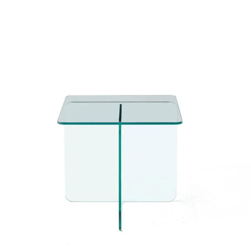 Bout de canapé en verre trempé transparent