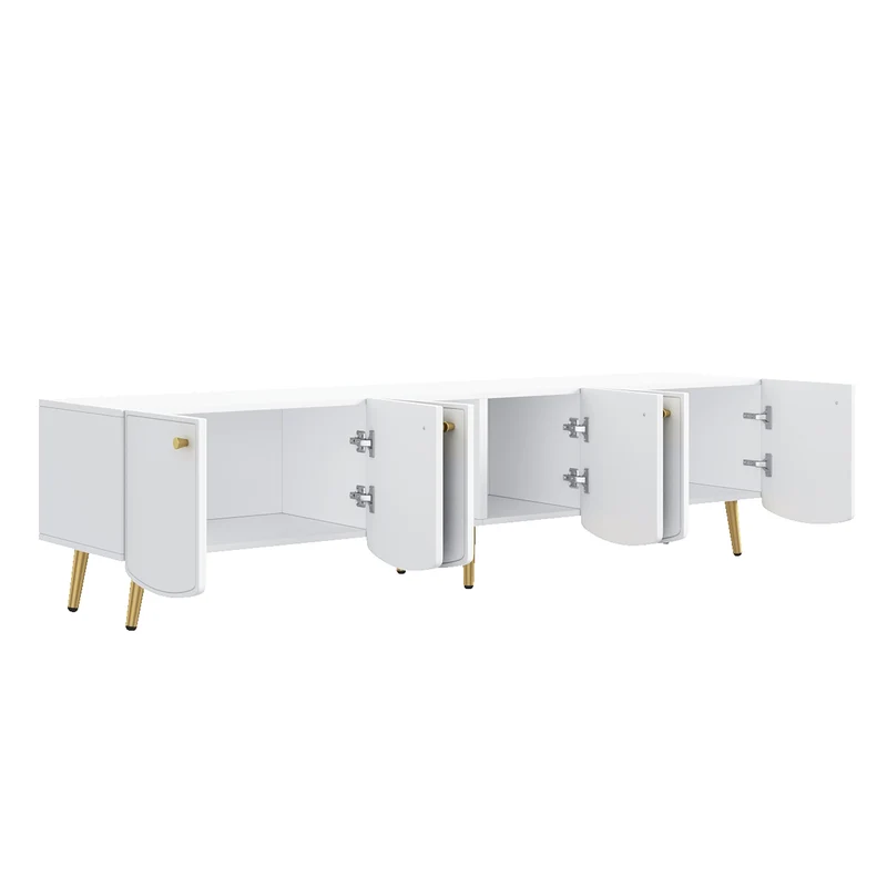 Meuble TV blanc et doré 6 portes, style moderne 180cm SCANDINAVIANCURTAIN