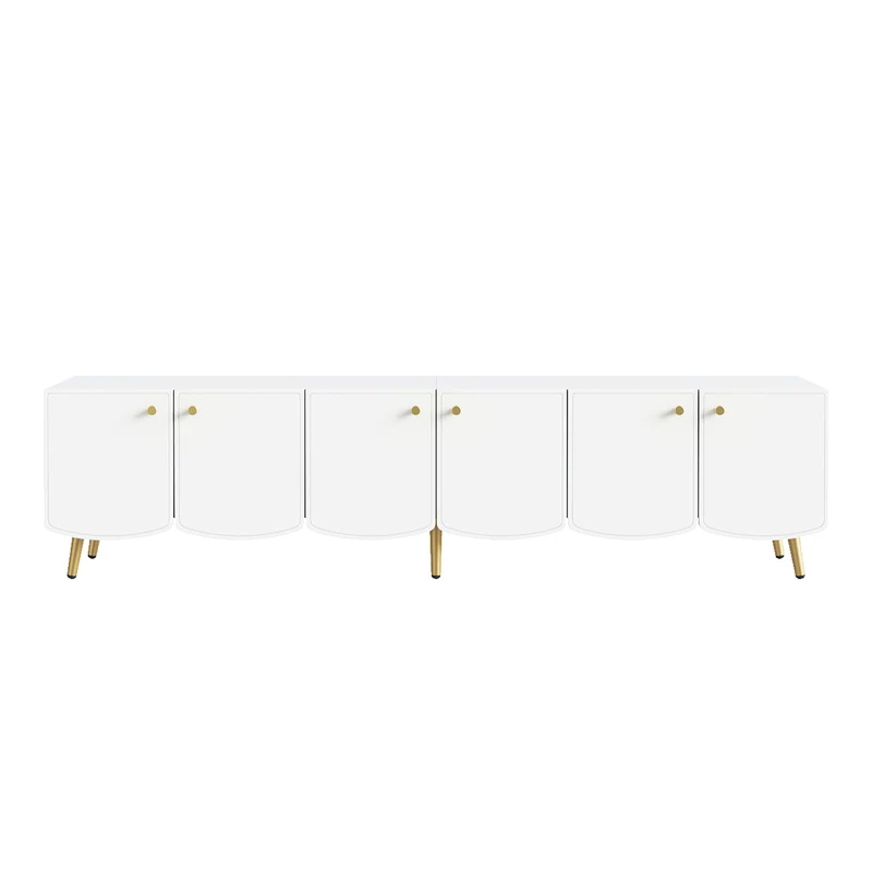 Meuble TV blanc et doré 6 portes, style moderne 180cm SCANDINAVIANCURTAIN