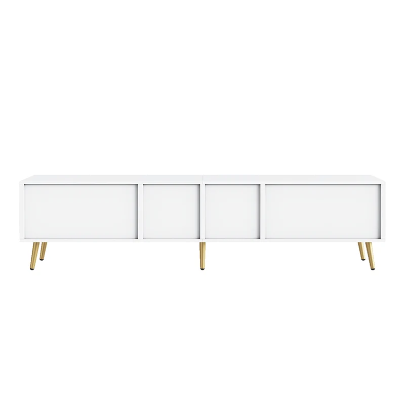 Meuble TV blanc et doré 6 portes, style moderne 180cm SCANDINAVIANCURTAIN