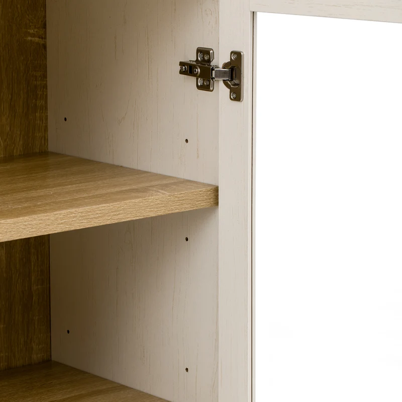 Armoire blanche forme arche en verre cannelé rangement élégant 76×40×180cm RUSTICPLANTSET
