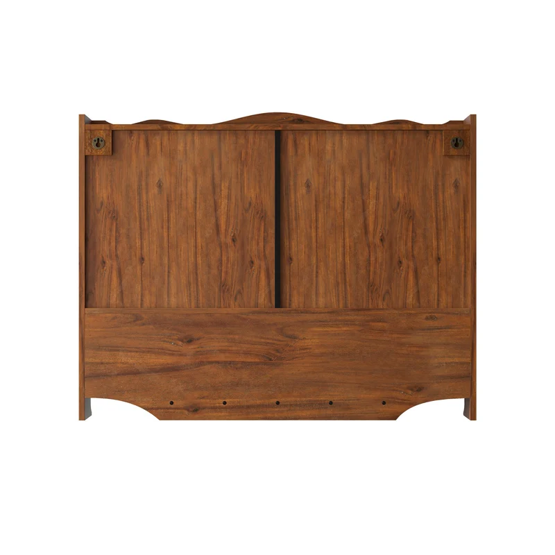 Armoire murale de cuisine en bois massif marron et verre cannalé, 4 portes 100cm SCANDINAVIANDIVIDER