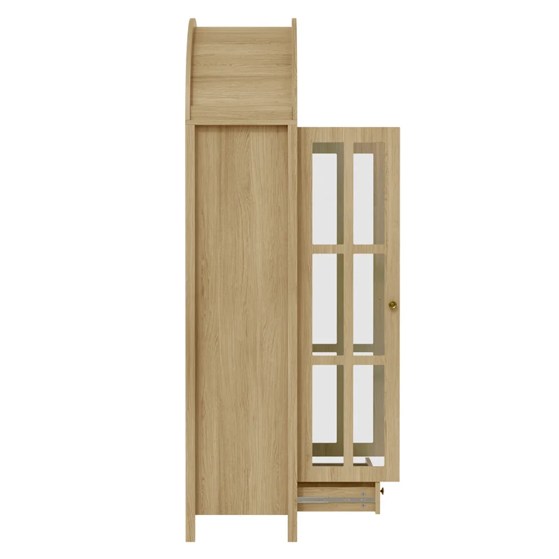 Armoire forme arche effet bois portes vitrine en acrylique 75x35x170cm RUSTICPILLOWHOME