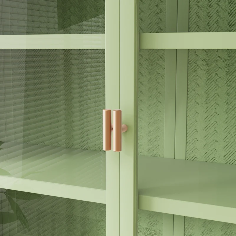 Armoire murale de cuisine métallique vert, 2 portes, 3 niveaux SCANDINAVIANWALNUTLI