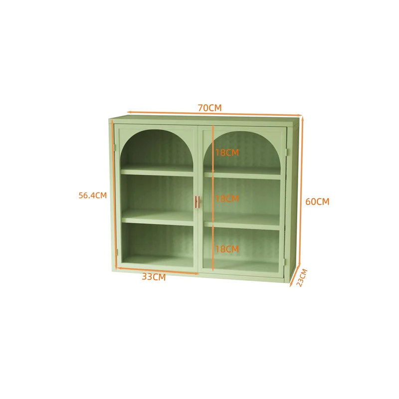 Armoire murale de cuisine métallique vert, 2 portes, 3 niveaux SCANDINAVIANWALNUTLI