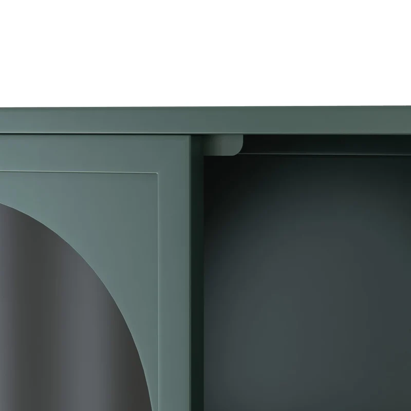 Armoire murale de cuisine métallique style industriel vert foncé avec 4 portes vitrées 120cm SCANDINAVIANCONSOLE